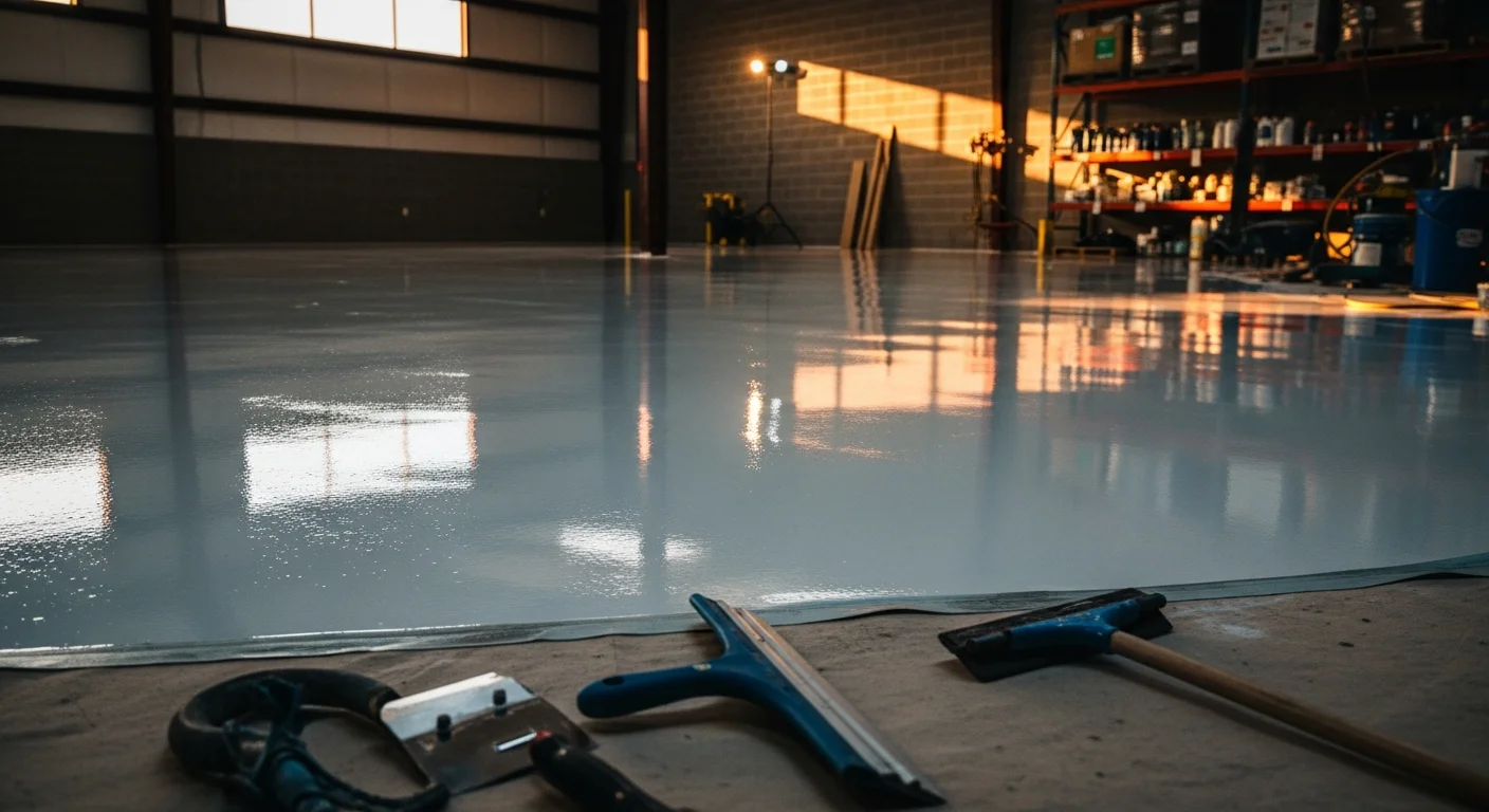 Epoxy flooring installation in a residential garage