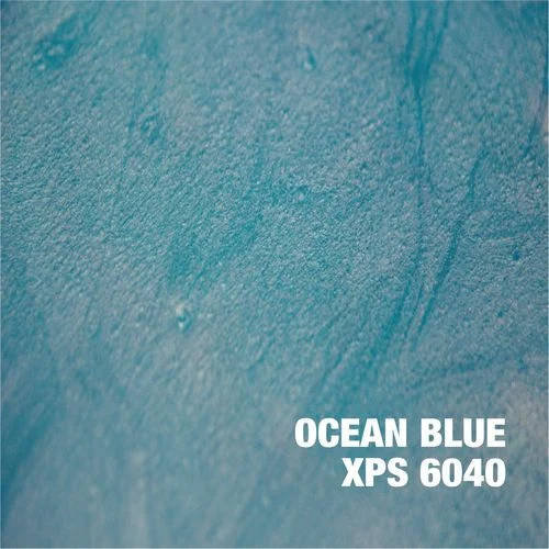 Ocean blue metallic epoxy surface with XPS 6040 finish showing glossy, textured appearance