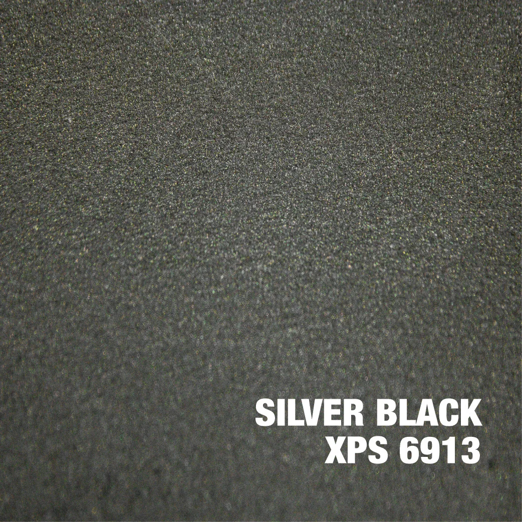 Silver Black metallic epoxy finish with dark charcoal base and silver sparkle texture