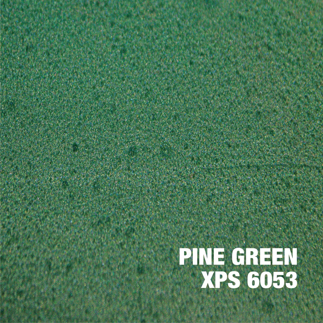 Pine Green epoxy coating with metallic speckled texture and finish detail