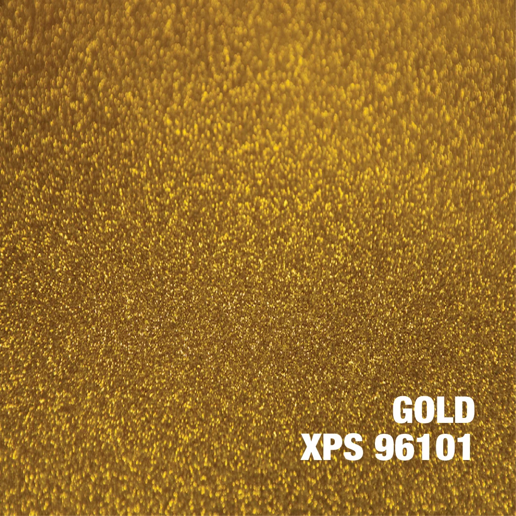Metallic gold epoxy coating with sparkle texture and consistent color finish