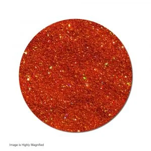 Orange glitter epoxy floor coating with uniform sparkle finish and seamless surface