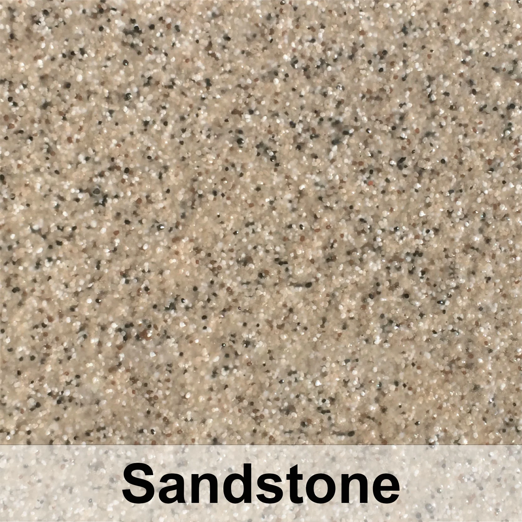 Sandstone quartz epoxy flooring with black and white aggregate flecks