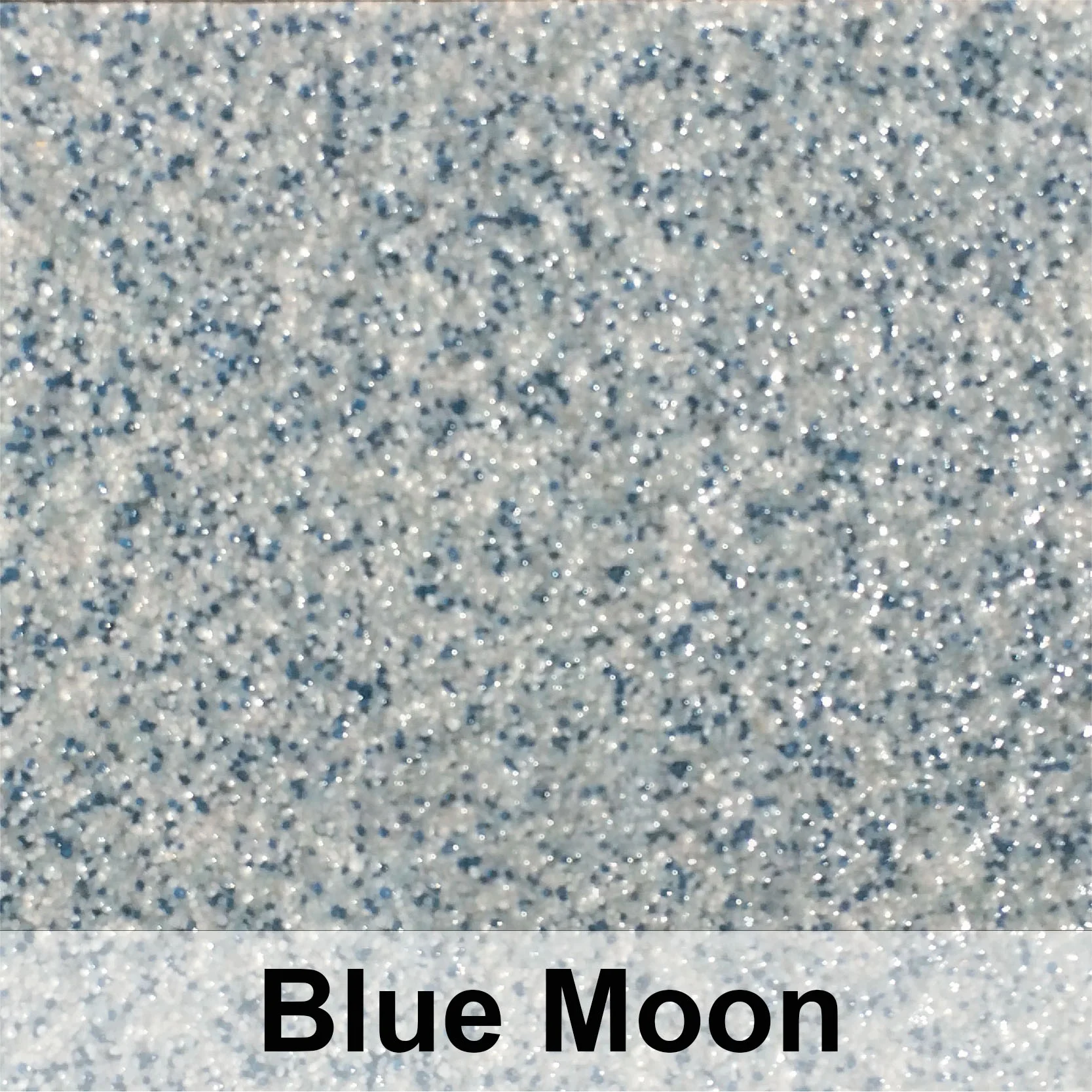 Blue Moon quartz epoxy flooring with gray base and blue-white speckled aggregate finish