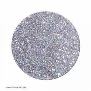 Silver glitter epoxy floor coating with purple tint, close-up detail of sparkly finish