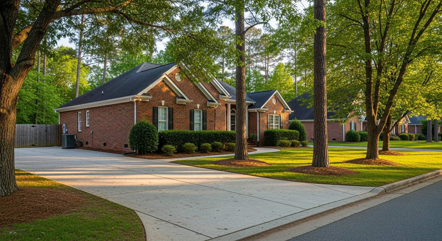 Residential home in Watkinsville with mature landscaping and brick exterior, typical of Oconee County neighborhoods.